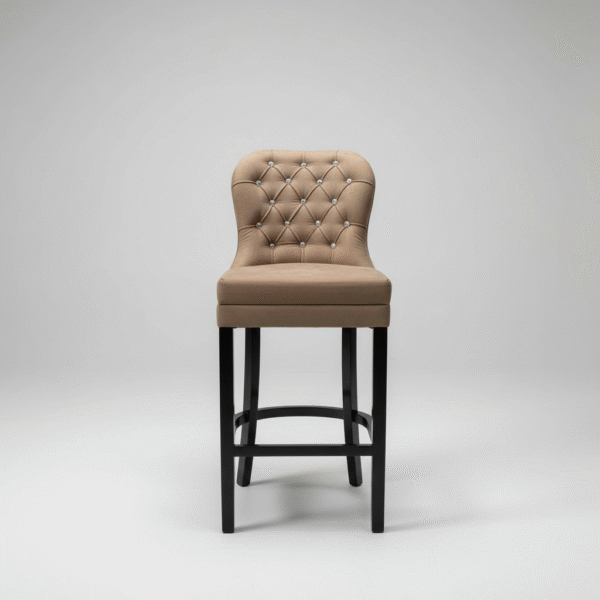 rs modern tufted bar chair with cushioned seat – beige upholstery & black wooden legs