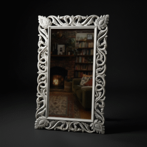 rs handcrafted ornate carved wall mirror – vintage white finish
