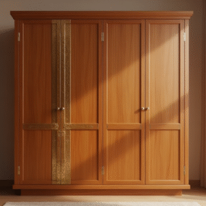 rs large wooden wardrobe with dual panel design – spacious one piece storage cabinet