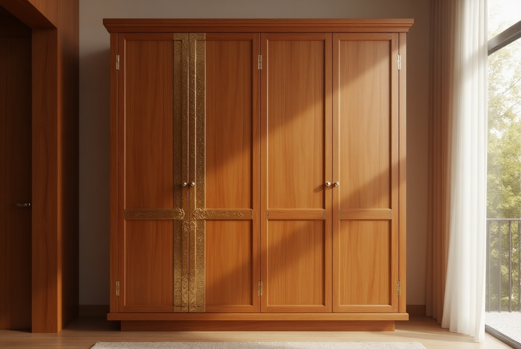 rs large wooden wardrobe with dual panel design – spacious one piece storage cabinet