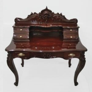 vintage teak writing desk – classic handcrafted wooden office table