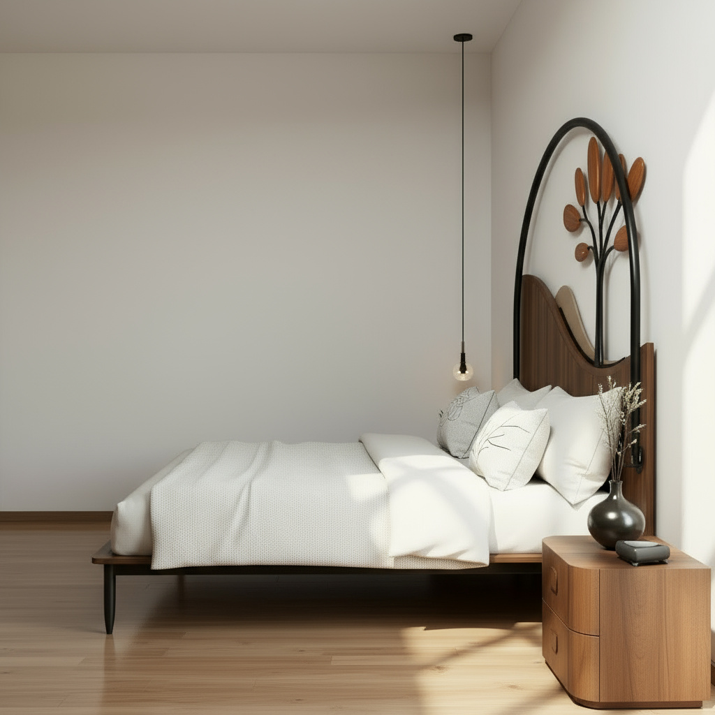 rustic mango wood and wrought iron bed – durable wooden & metal bed frame rustic mango wood and wrought iron bed – durable wooden & metal bed frame