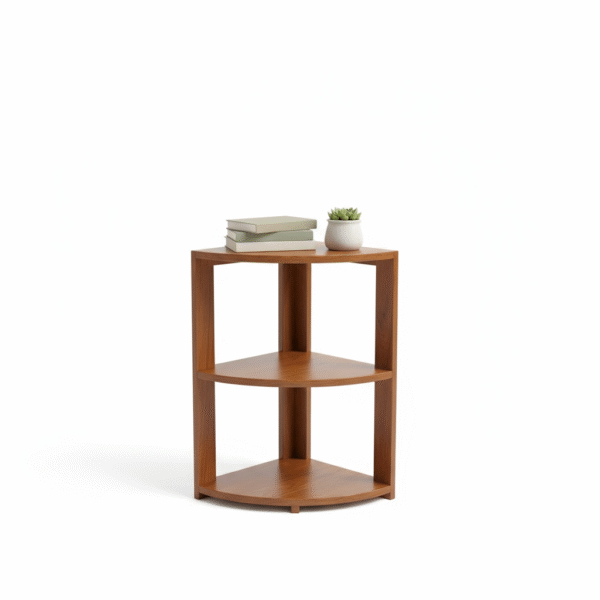 handcrafted teak wood corner table – compact space saving design