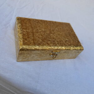handmade golden wooden jewelry box – elegant organizer for bangles, watches & accessories