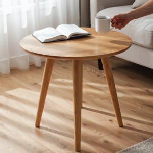 round wooden coffee table – natural finish for elegant interiors
