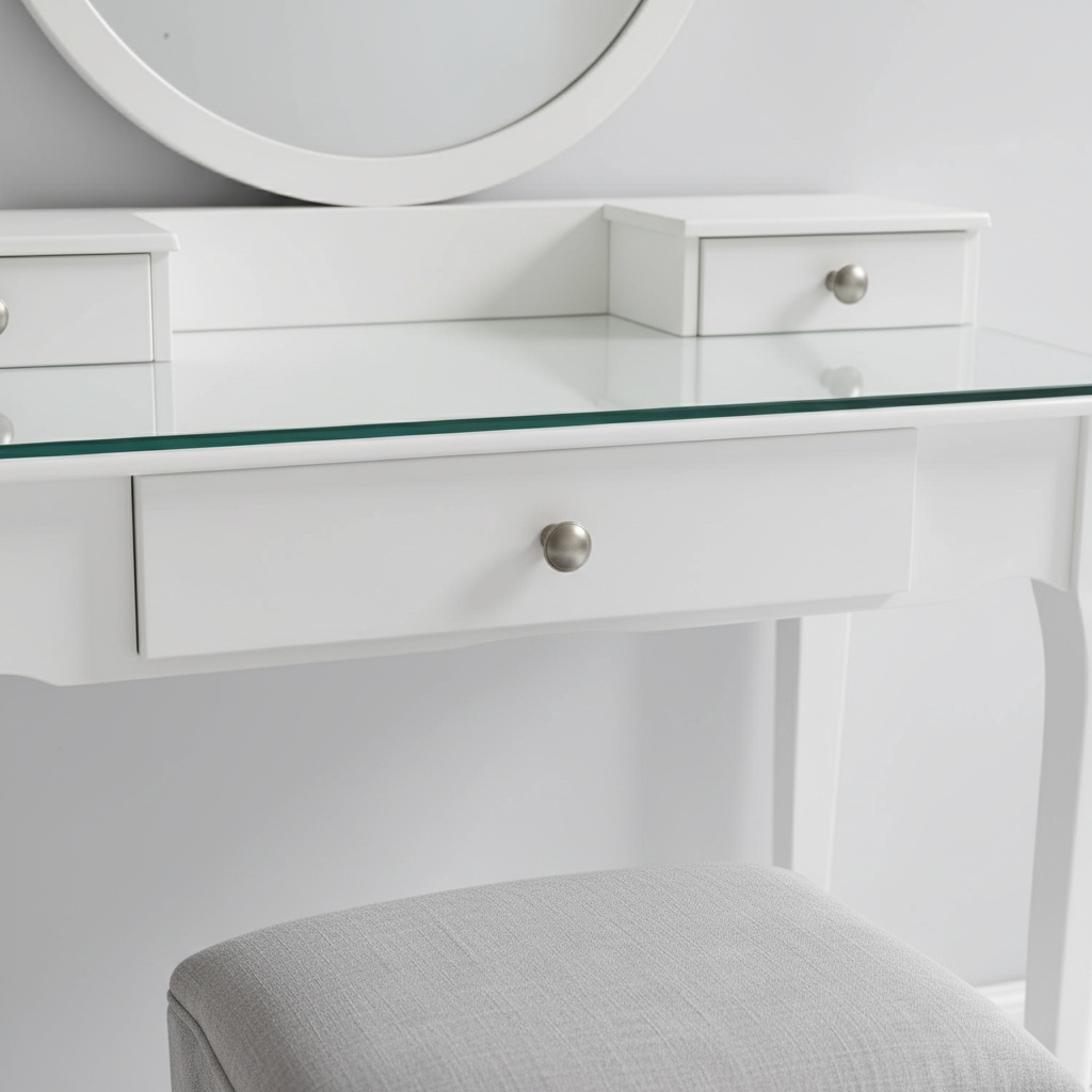 the graceful one – white dressing table with gold carved detailing