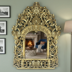 floral carved teak wood frame – artistic detailing for elegant décor