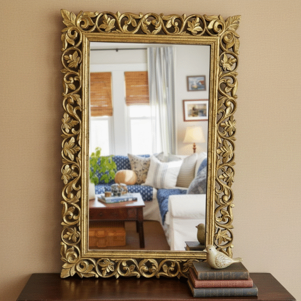 designer teak wood frame – handcrafted beauty for mirrors and artworks
