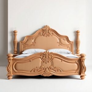 mango wood and wrought iron bed – durable rustic wooden bed frame
