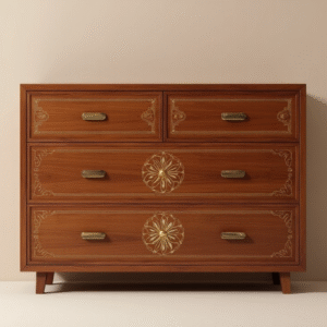 carved wooden small table – artisan crafted teak accent furniture