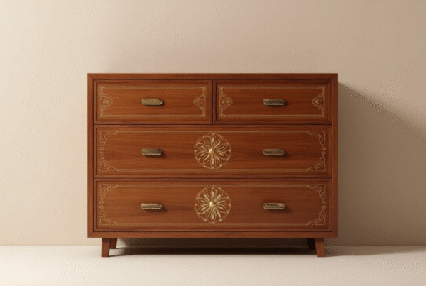 compact teak chest box table – elegant handmade accent table