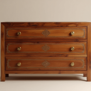 elegant teak wood box table – handcrafted solid wood accent piece