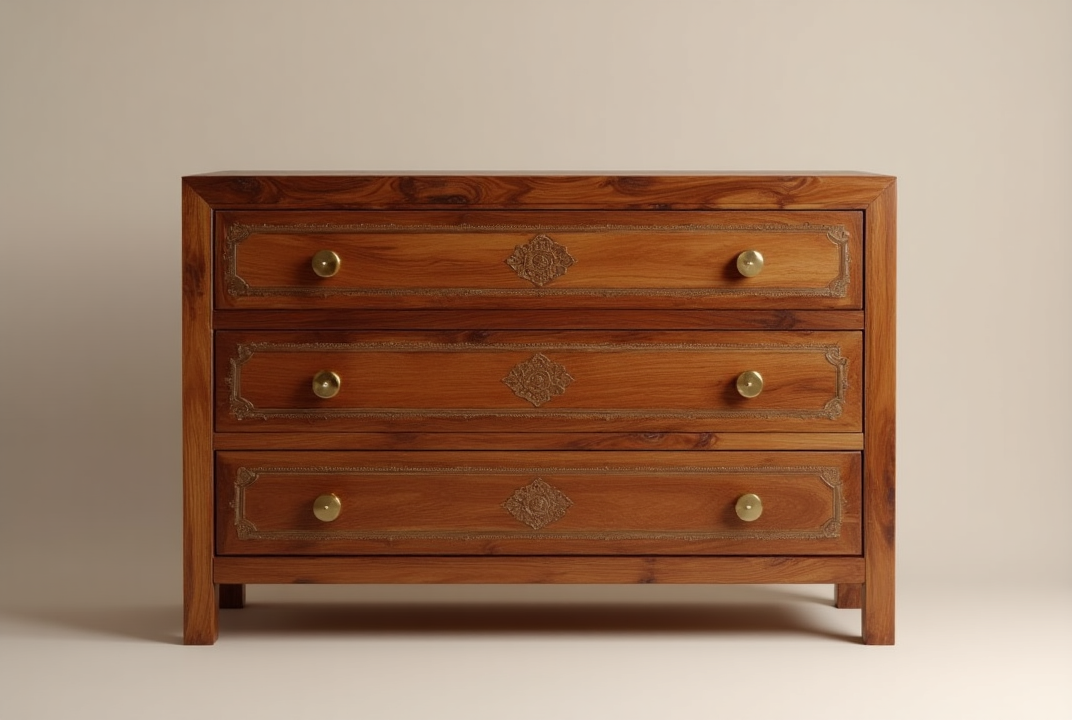 elegant teak wood box table – handcrafted solid wood accent piece