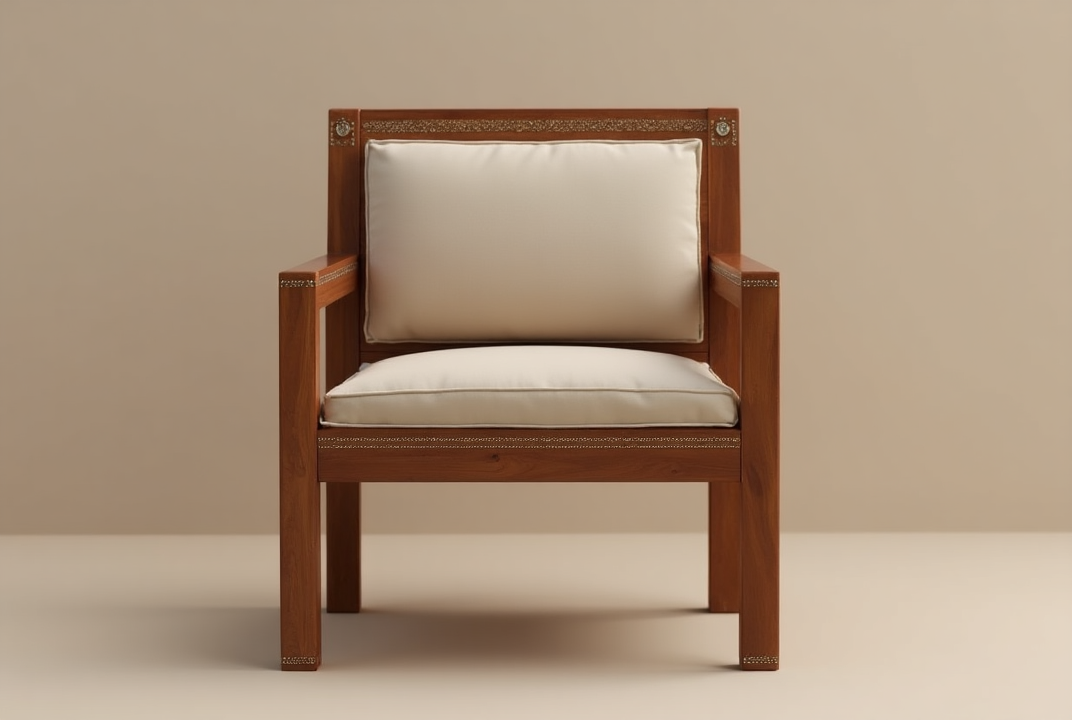 luxury teak upholstered chair – handcrafted wooden accent seating