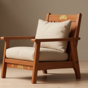 teak wood chair with upholstery – good quality & comfortable wooden seating
