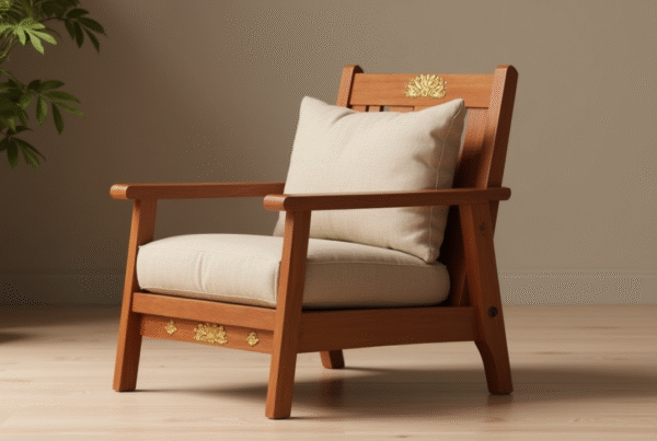 teak wood chair with upholstery – good quality & comfortable wooden seating