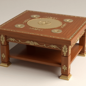 carved wooden small table – artisan crafted teak accent furniture