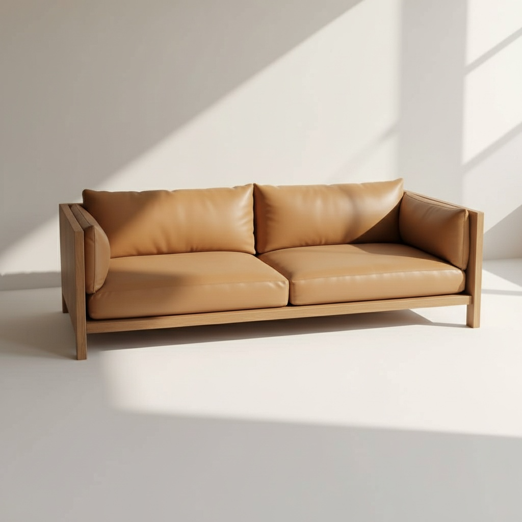 The Elegant Comfort – Cushioned Teak Wood Sofa in Rich Brown Polish The Elegant Comfort – Cushioned Teak Wood Sofa in Rich Brown Polish