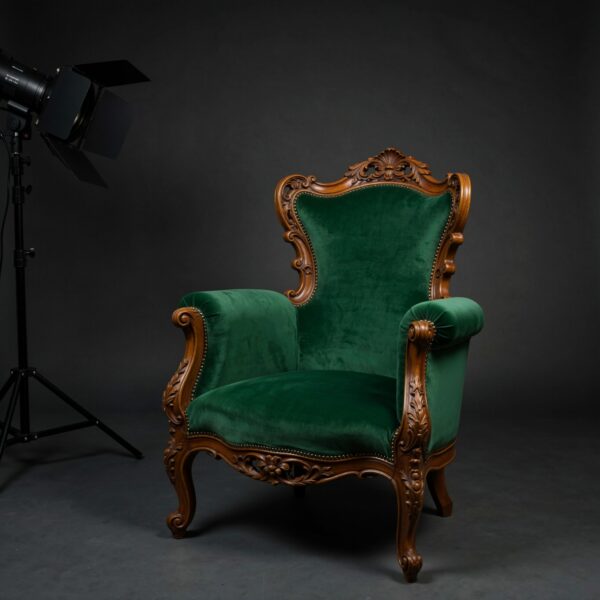 contemporary teak covered chair – soft cushion comfort & style