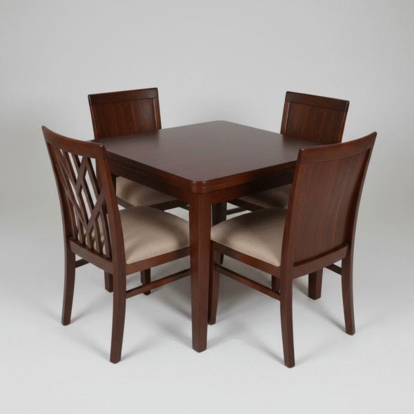 handcrafted teak wood four seater dining table – sturdy and durable design