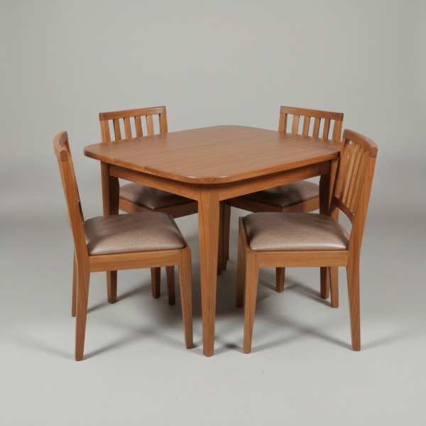handcrafted teak wood four seater dining table – timeless wooden texture