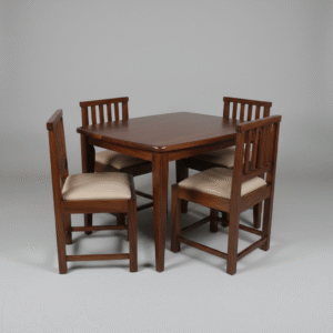 handcrafted teak wood four seater dining table – smooth tabletop for meals, décor, and work