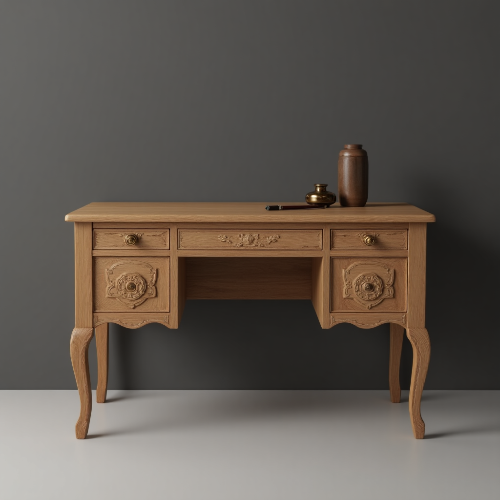 handcrafted teak wood writing desk – minimalist design for modern and classic interiors