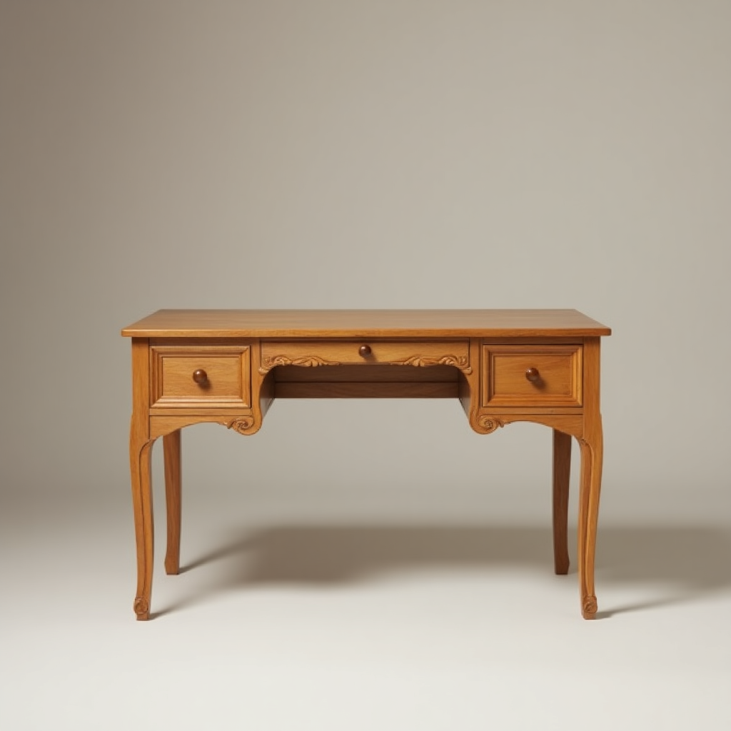 handcrafted teak wood writing desk – spacious tabletop for laptops, books, and creative work