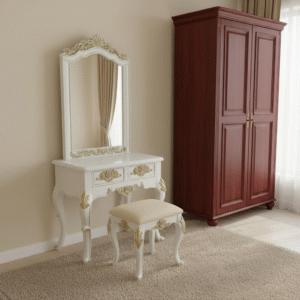 solid teak wood dressing table – durable design with classic appeal