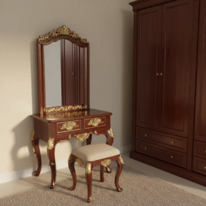elegant teak wood dressing table – timeless design with daily functionality