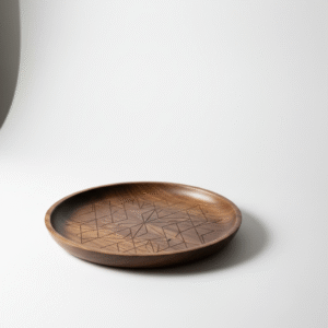 round chakor wooden tray – easy to carry solid wood serving tray with handles
