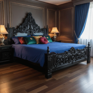 royal solid wood carved bed – a statement centerpiece for luxury bedrooms