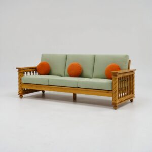 saamenia solid sheesham wood 3 seater sofa set – natural finish | for living room, office & café