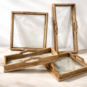 royalcraft mango wood serving (4 piece ) tray set